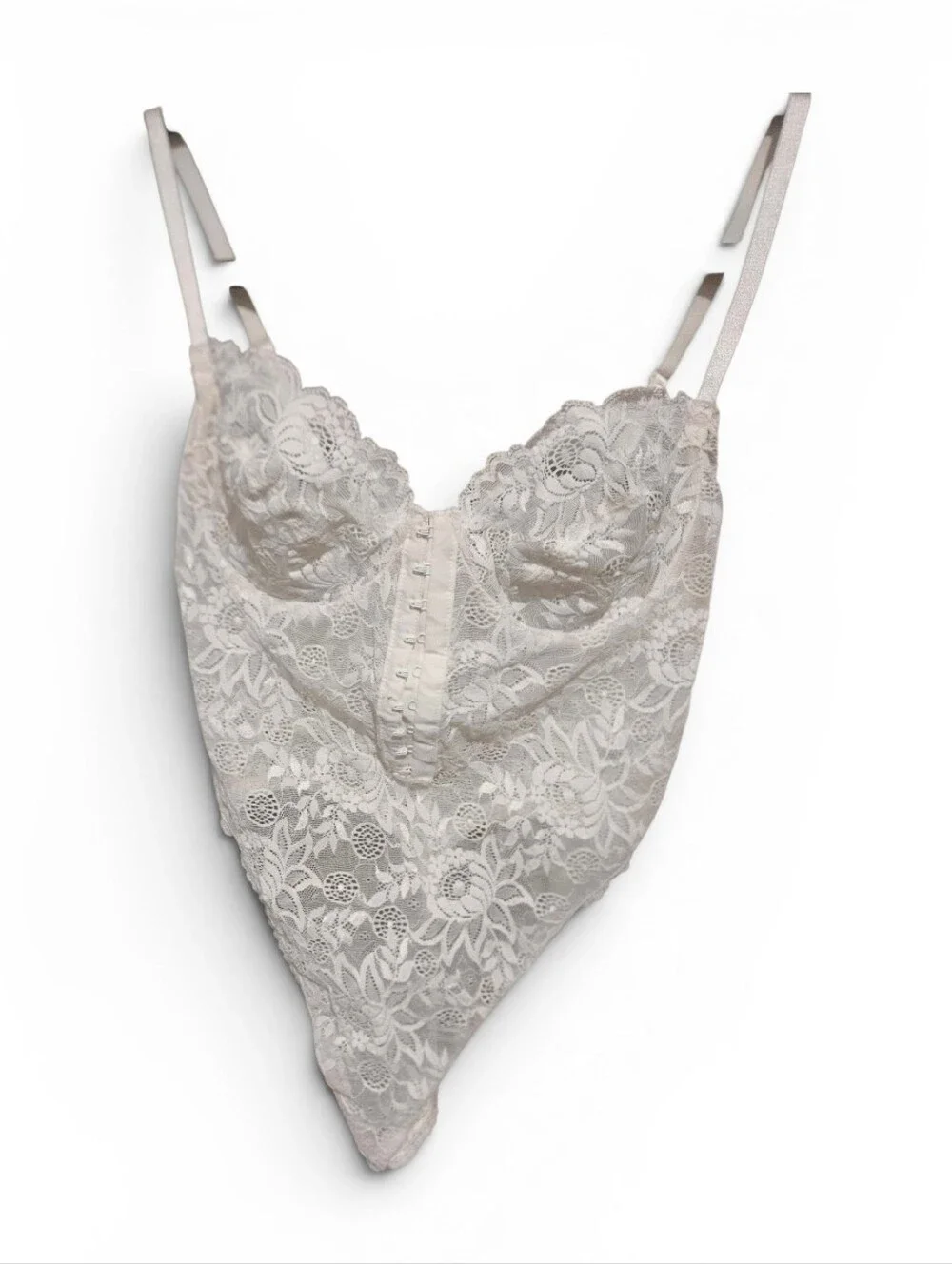 Vintage Victoria’s Secret Lace Teddy Bodysuit White Bridal Lingerie USA. Large